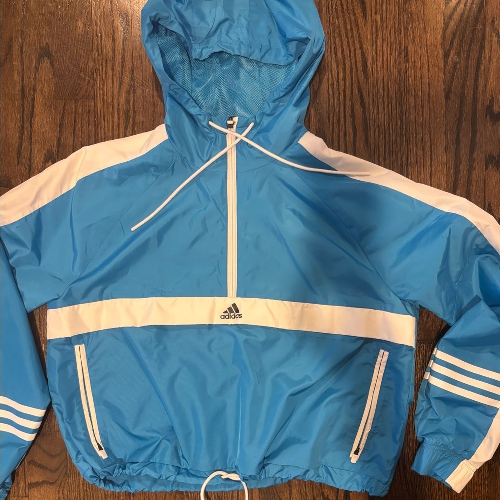 Adidas Blue and White Women's Jacket - Picture 6 of 13